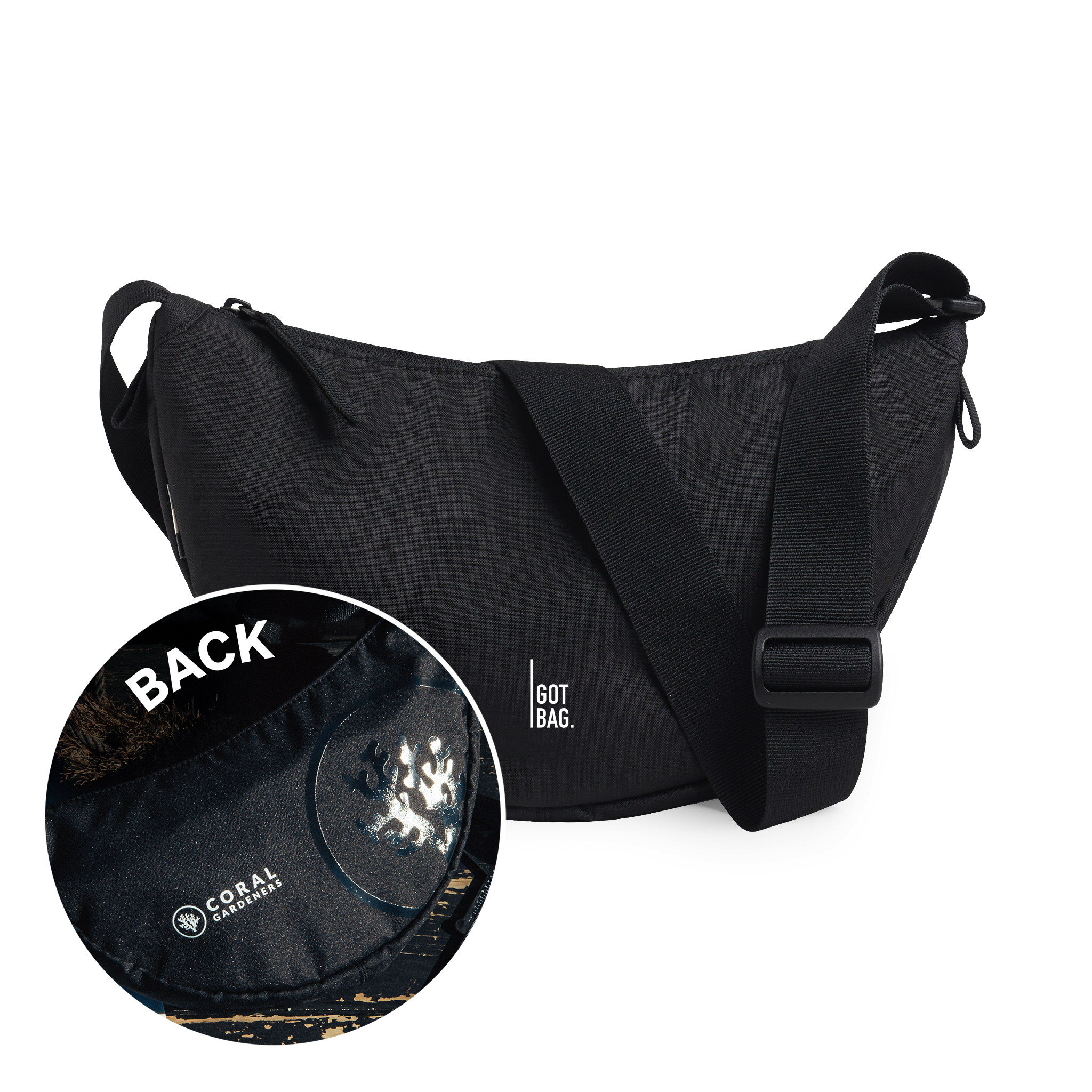 GOT BAG Moon Bag Small Coral Gardeners Black