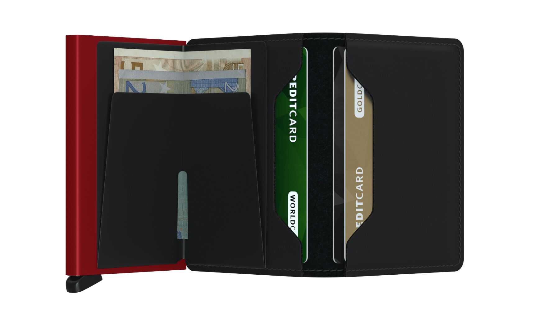 Secrid Slimwallet Matte Black & Red – geöffnet