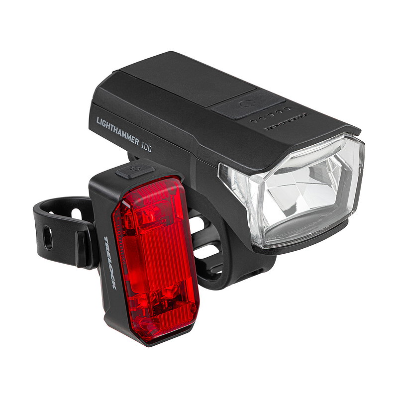 TRELOCK LED Akkuleuchten Set Lighthammer 100 Lux  schwarz