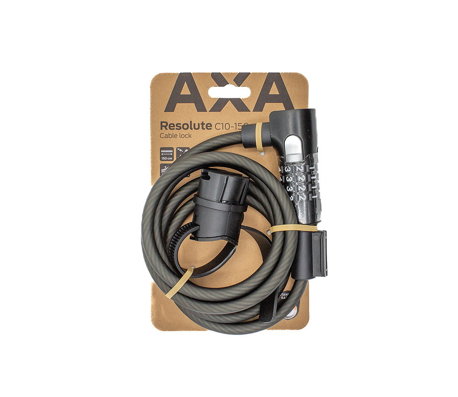 AXA Zahlen-Spiralkabelschloss Resolute Code 10 mm mattschwarz 150 cm