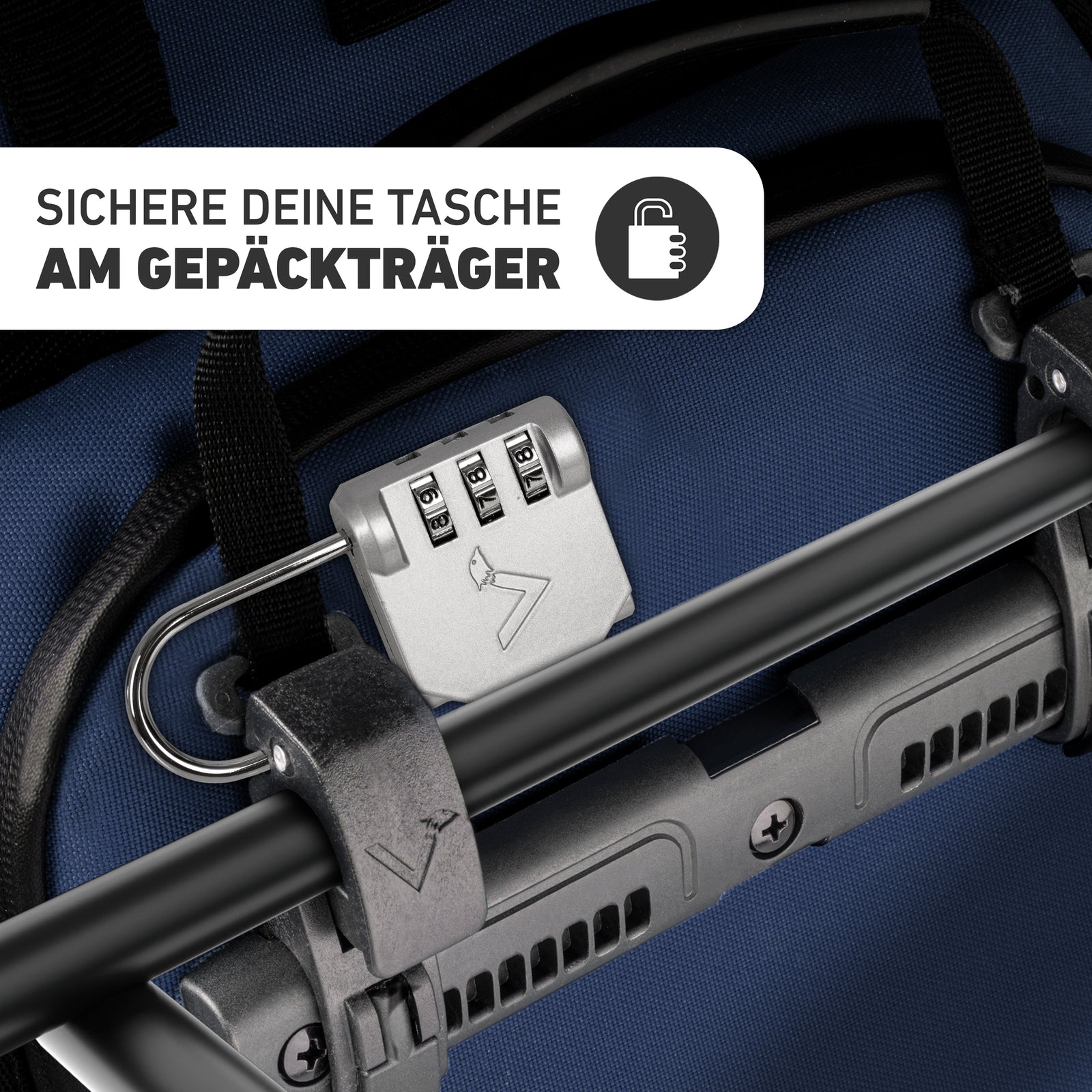 QuickLock - Zahlenschloss zum Abschließen von Fahrradtaschen – Grey