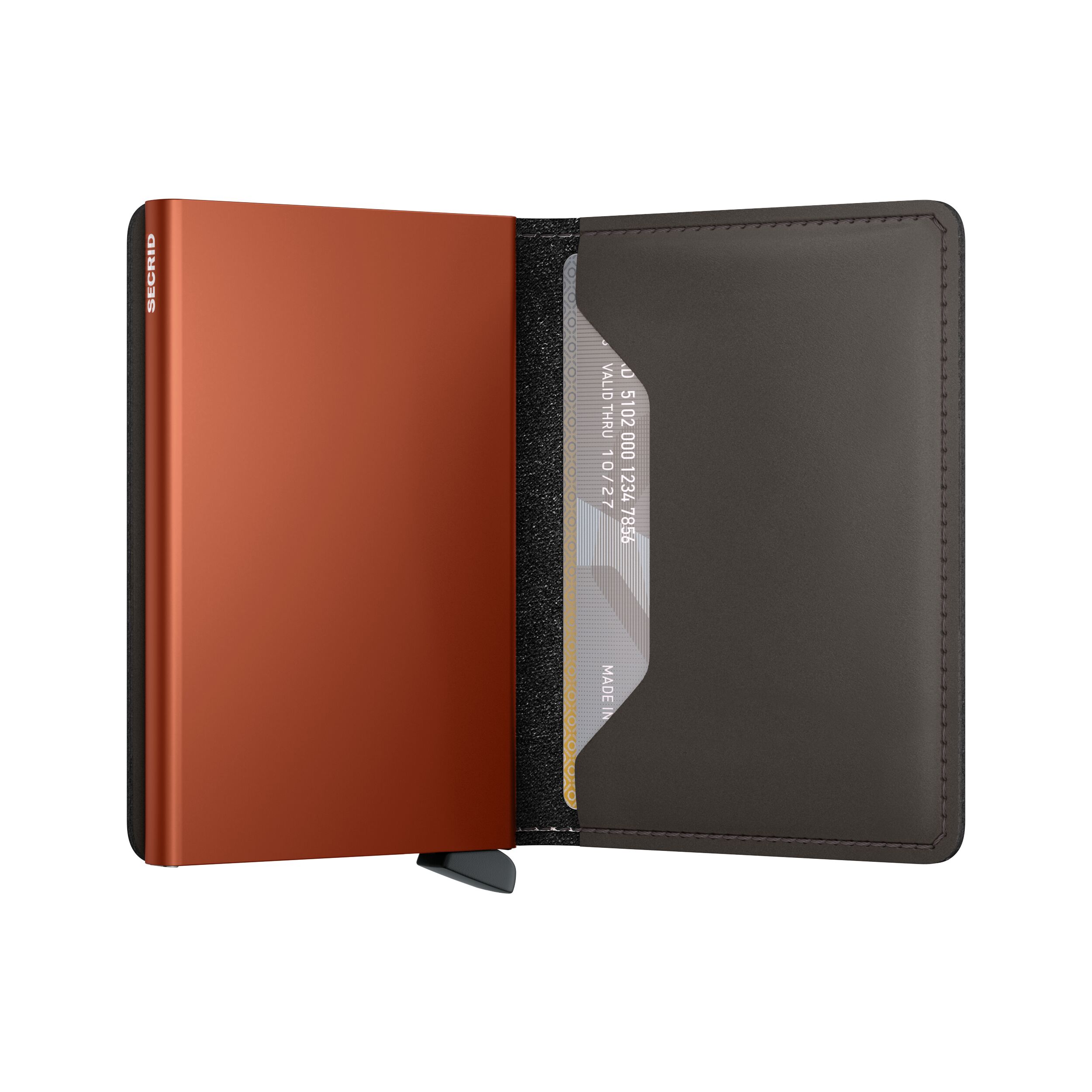 Secrid Slimwallet Matte Truffle & Orange – Schrägansicht