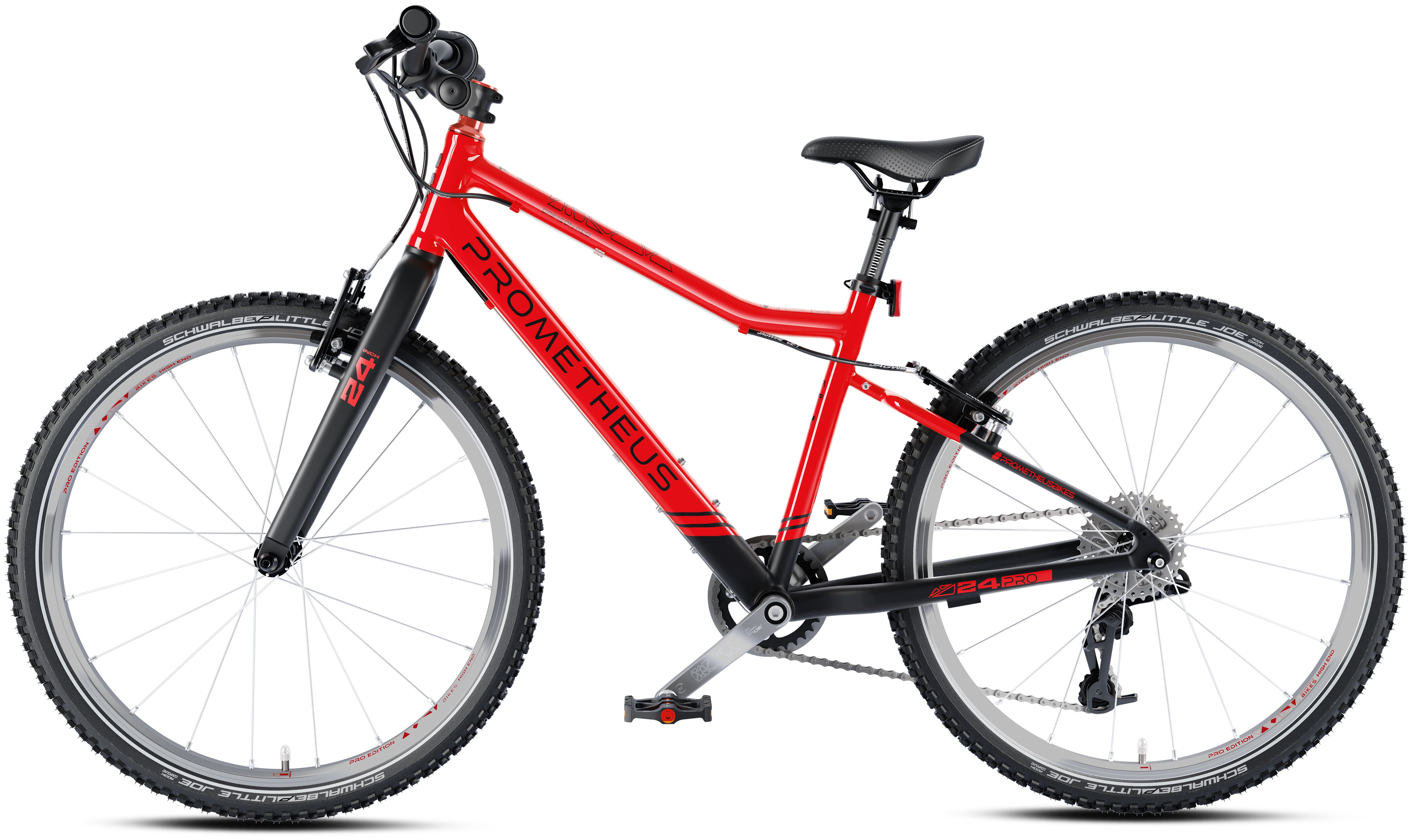 Prometheus PRO 24 Zoll Kinderfahrrad Rot/Weiß (Crimson Red) – Detail 2