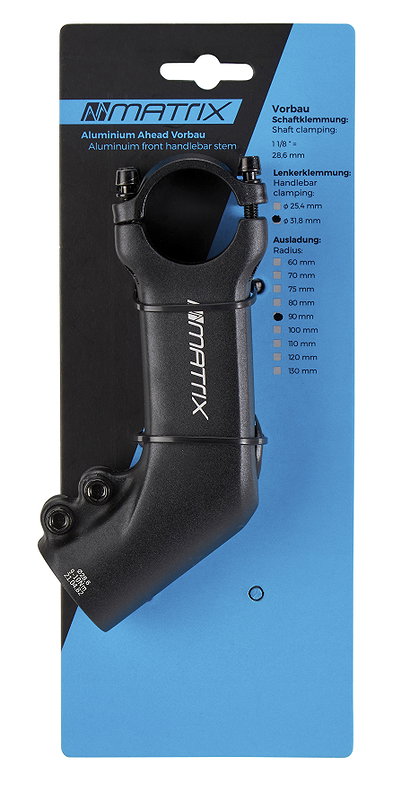 MATRIX Ahead-Vorbau ST22 Alu High Angle 90 mm schwarz-matt 31,8 mm 1 1/8" 35°