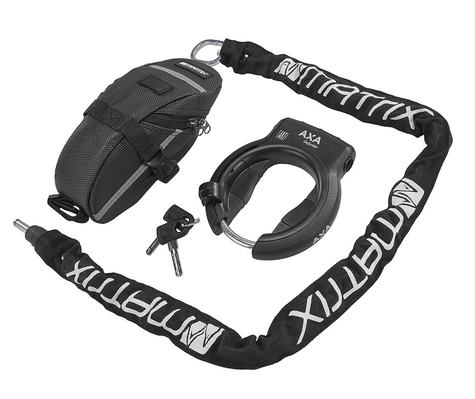 MATRIX Rahmenschloss Set Defender RAN 1010 inkl. Kette RLC (100 cm) und Tasche 50 mm schwarz
