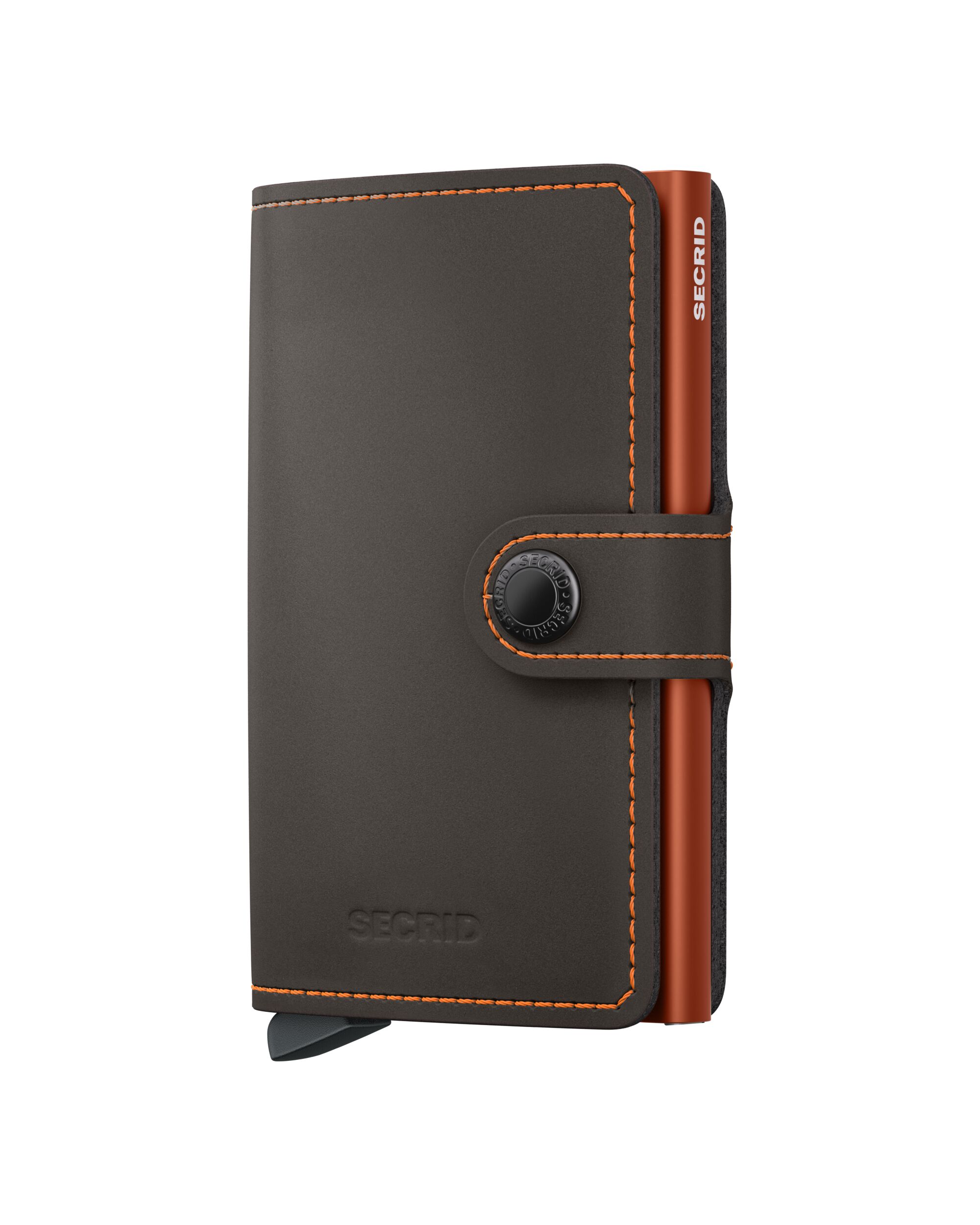 Secrid Miniwallet Matte Truffle & Orange – Vorderansicht