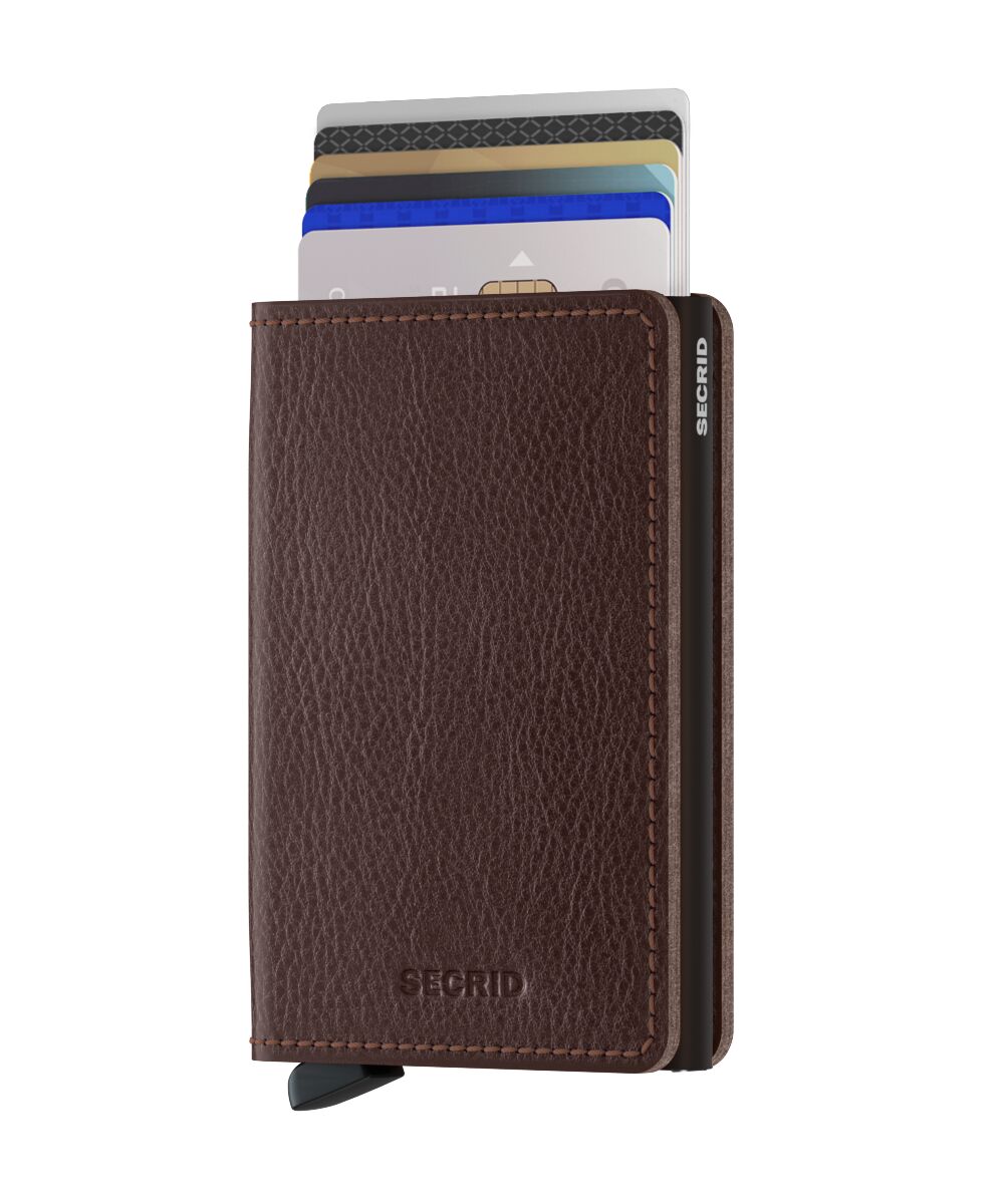 Secrid Slimwallet Vegetable Tanned Espresso-Brown – mit Karten