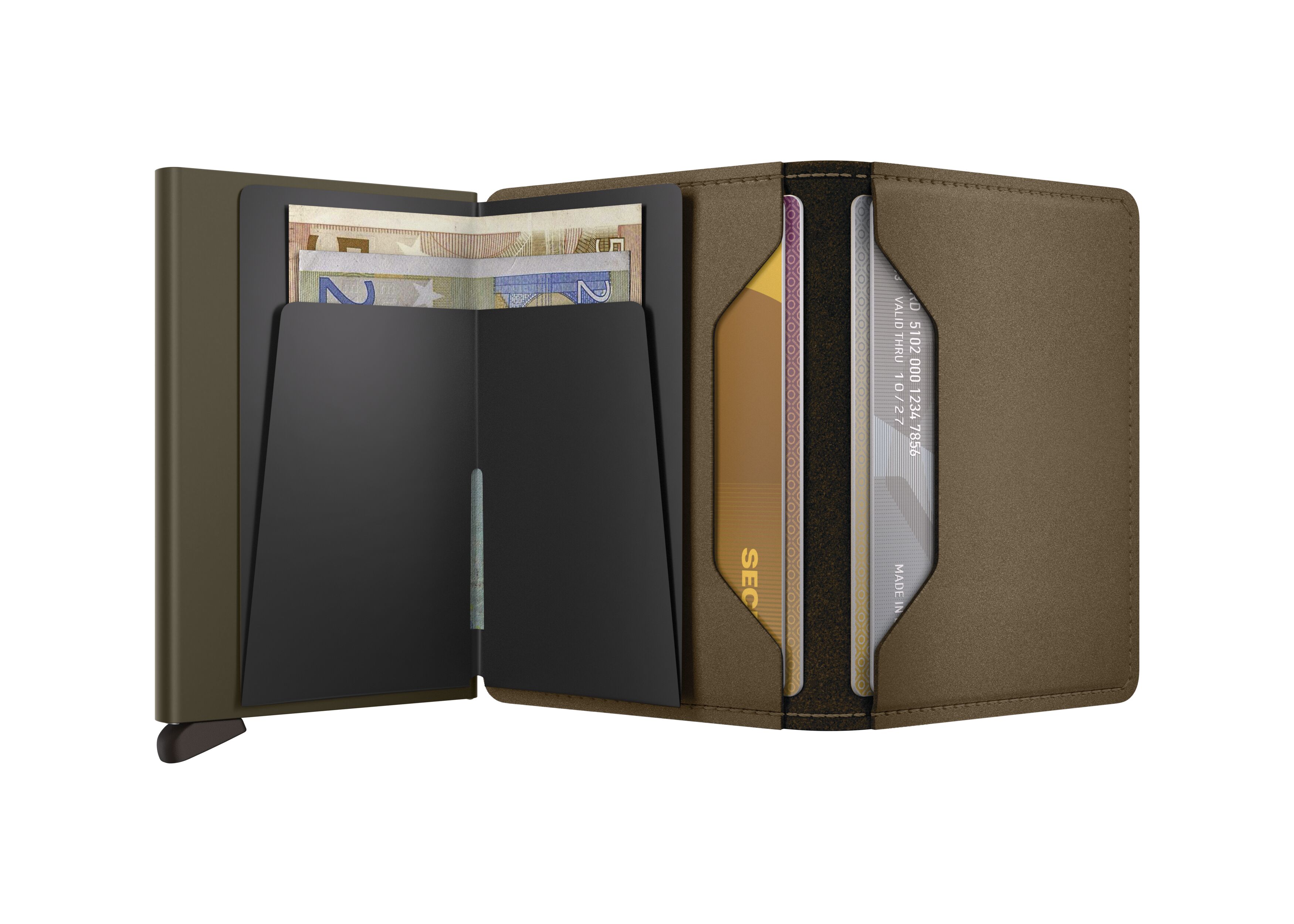 Secrid Slimwallet Matte Satin Bronze – geöffnet