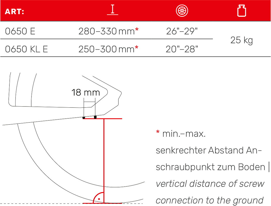 Hebie Hinterbauständer Abstellheld IC1s Invisible Connect 18 mm Lochabstand schwarz 20"- 28"