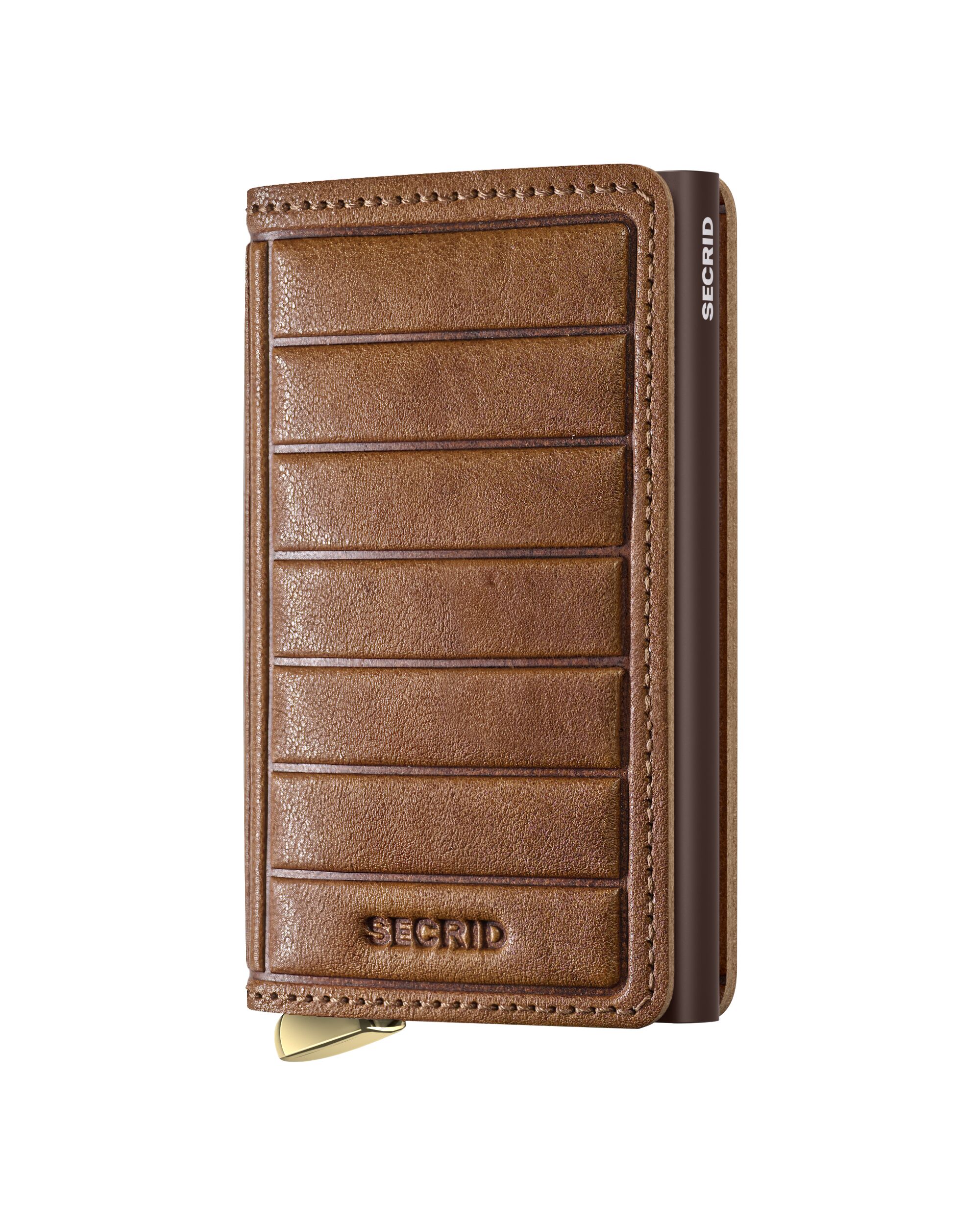 Secrid Slimwallet Emboss Lines Cognac+ – Vorderansicht