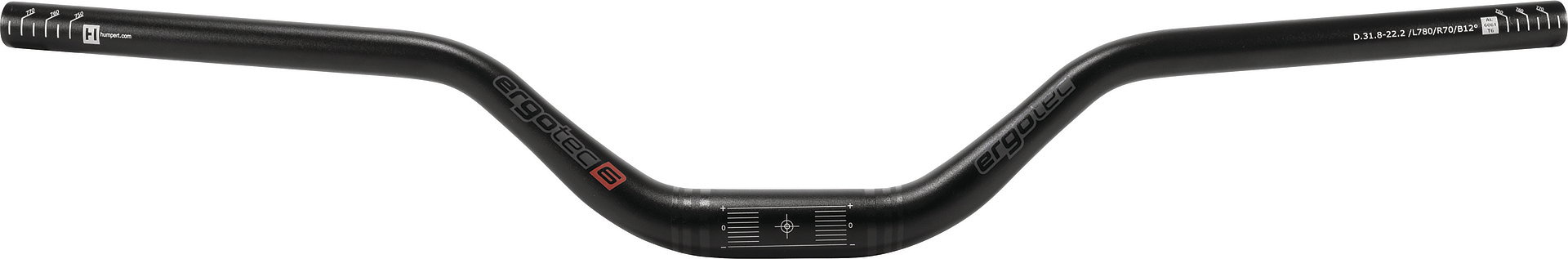 ergotec MTB Lenker Riser Bar 70 780 mm schwarz sand. 12°/5° 70 mm 31,8 mm