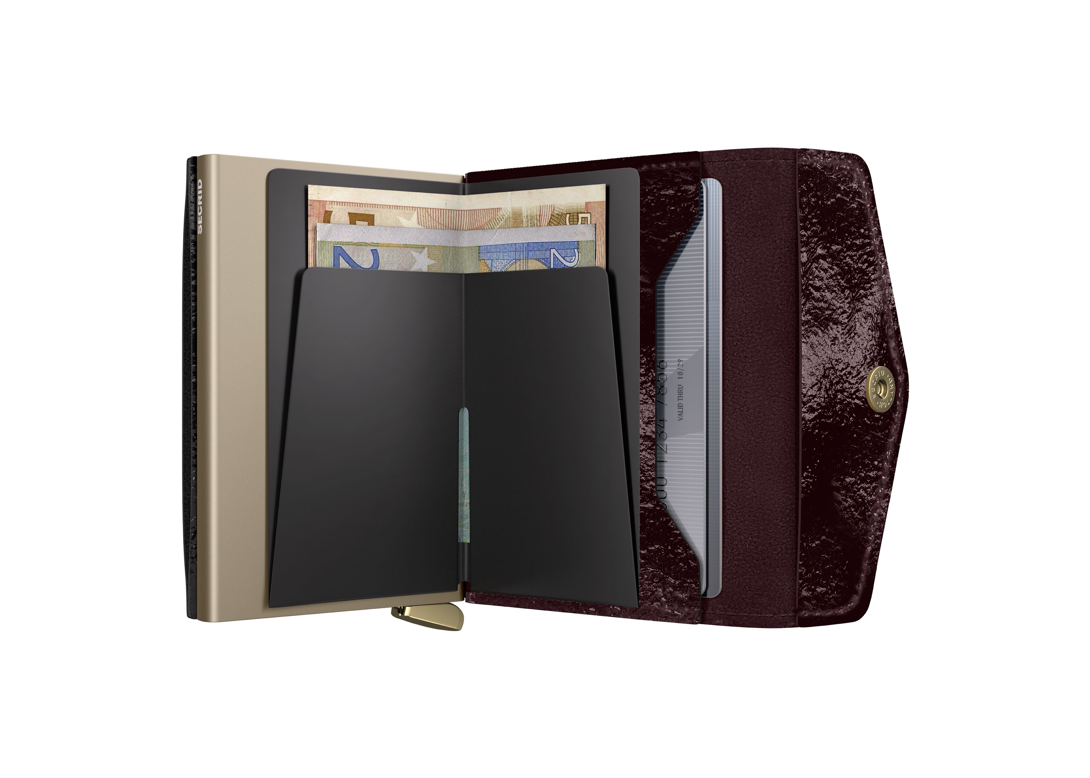 Secrid Envelope Naplak Plum+ – geöffnet