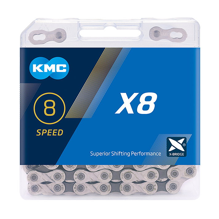 KMC Fahrrad Kette X8 6/7/8-fach silber/grau 114 Glieder, 1/2" x 3/32"