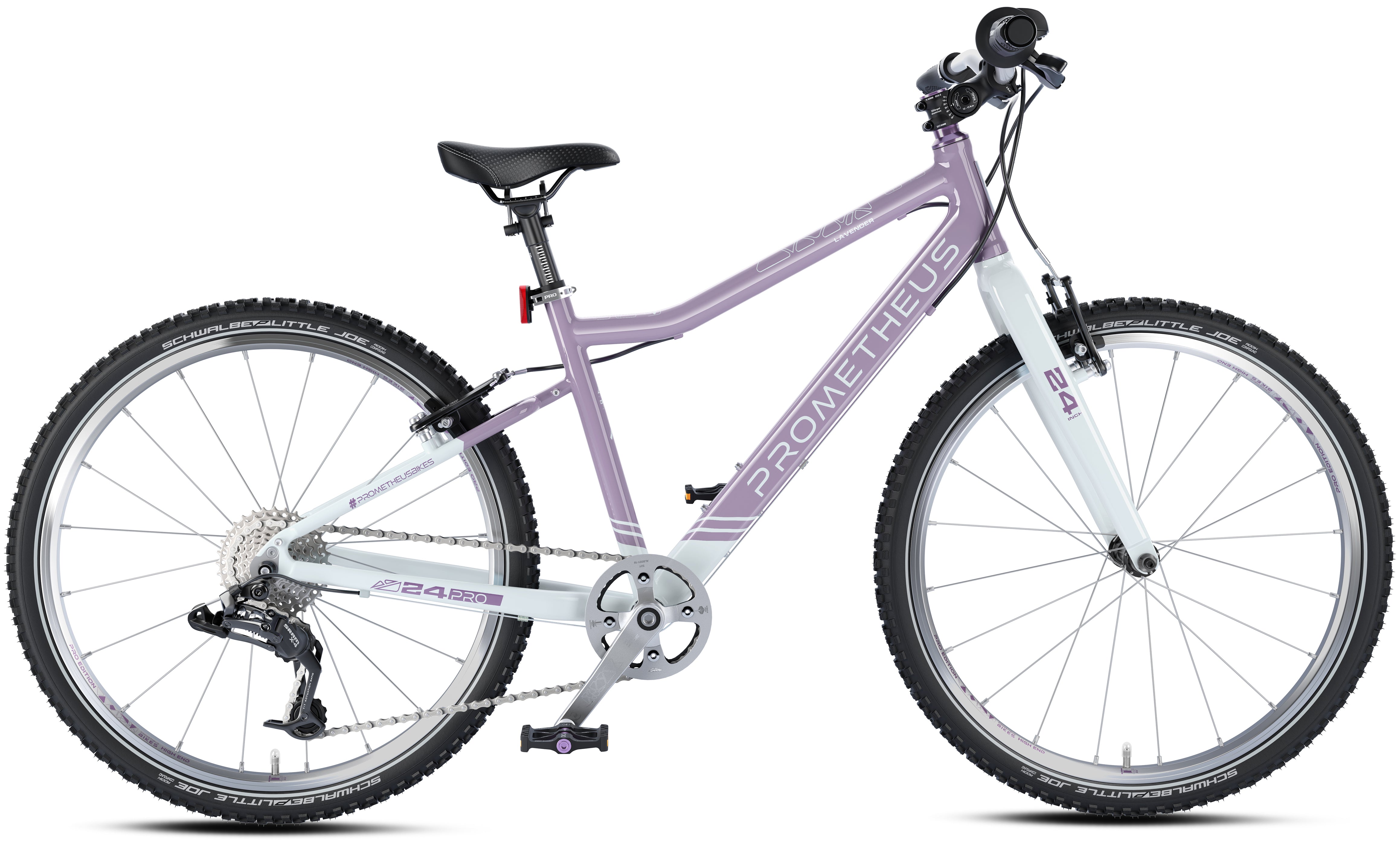 Prometheus PRO 24 Zoll Kinderfahrrad Violett/Weiß (Lavender) – Detail