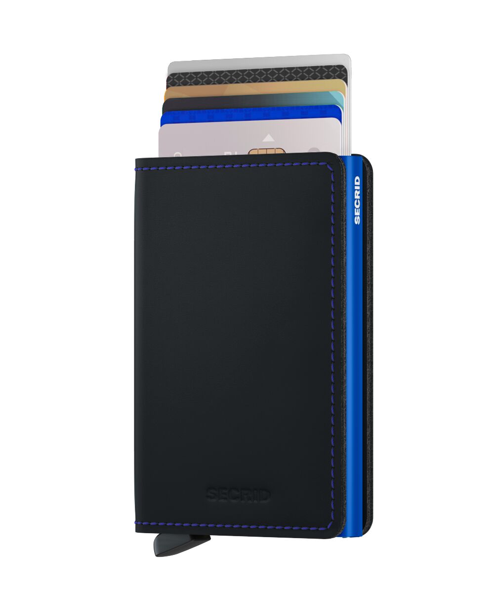 Secrid Slimwallet Matte Black & Blue – mit Karten
