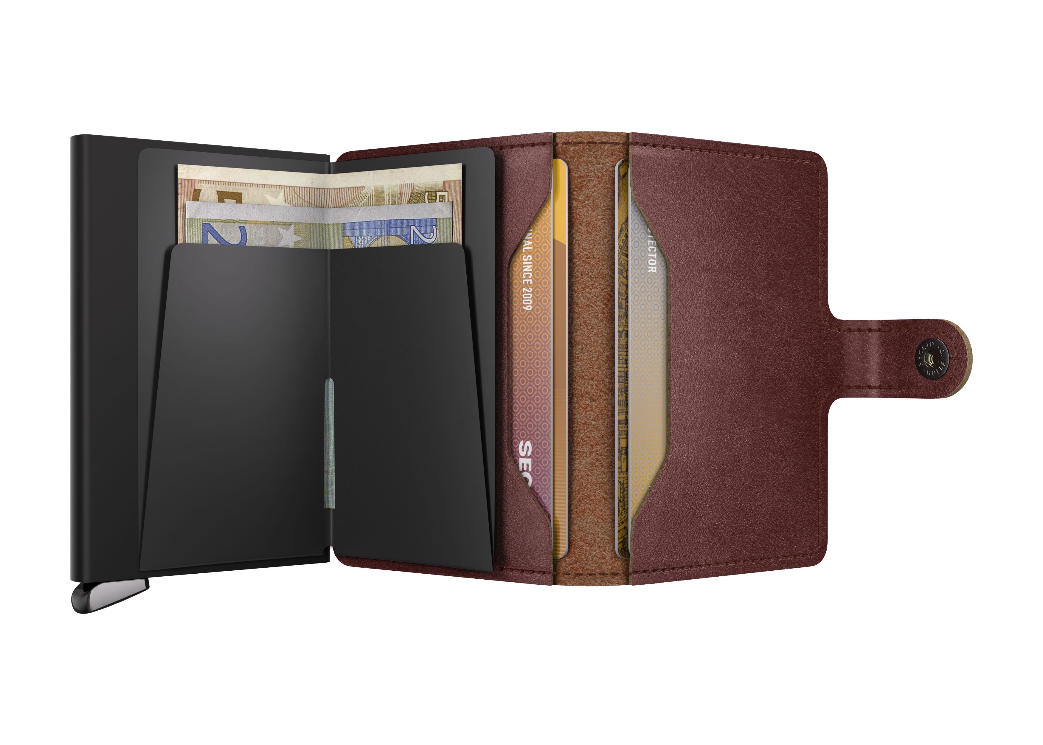 Secrid Miniwallet Basco Brown+ – geöffnet