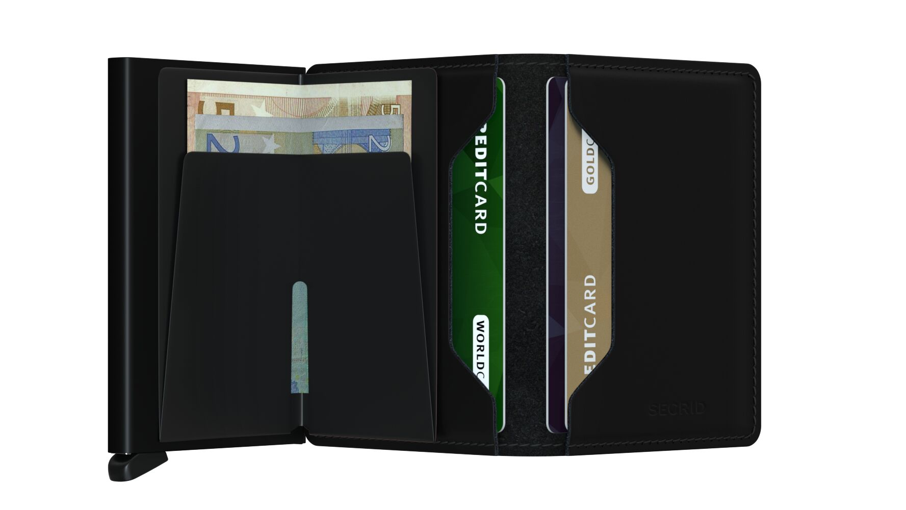 Secrid Slimwallet Matte Black – geöffnet