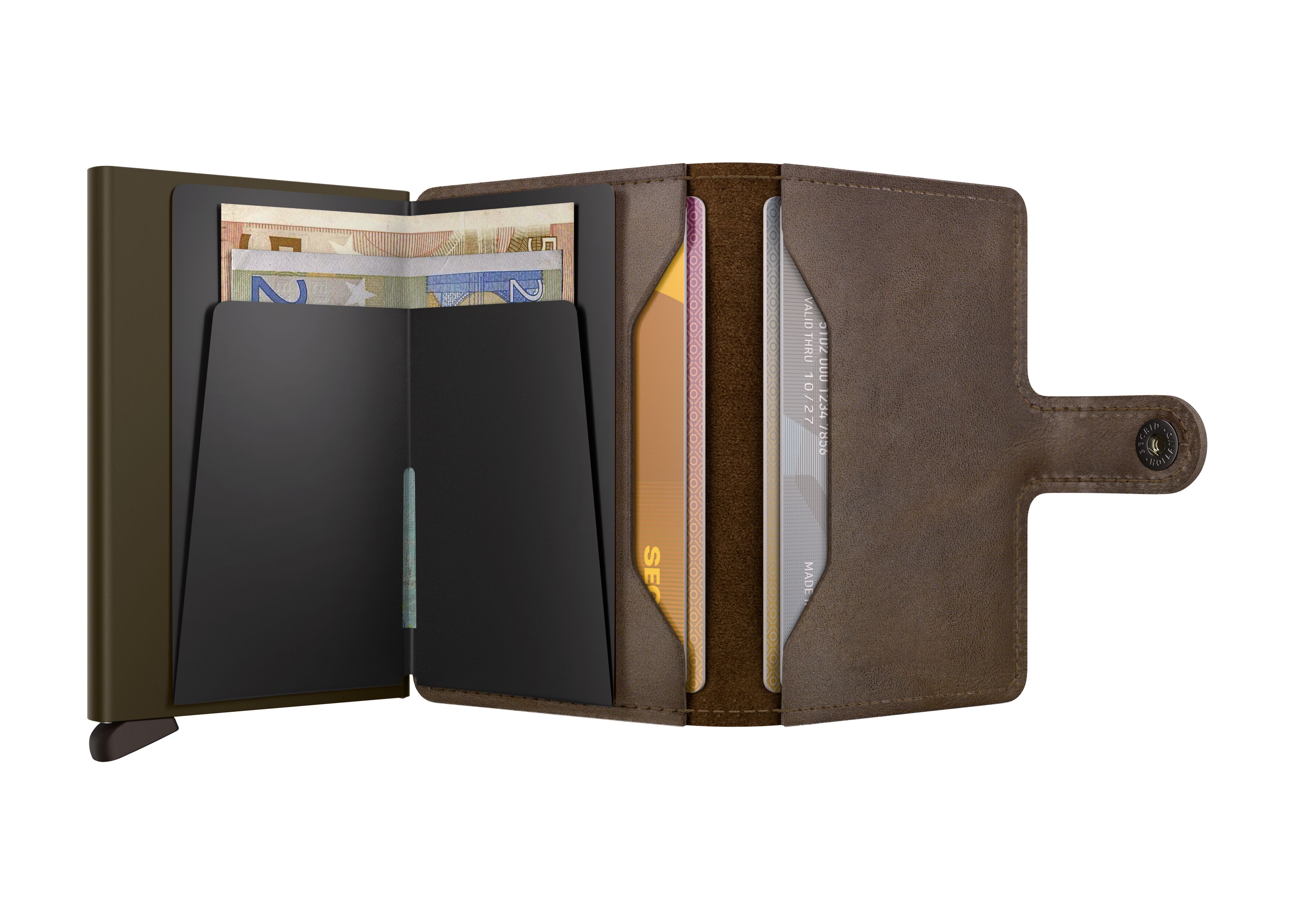 Secrid Miniwallet Vintage Oak – geöffnet