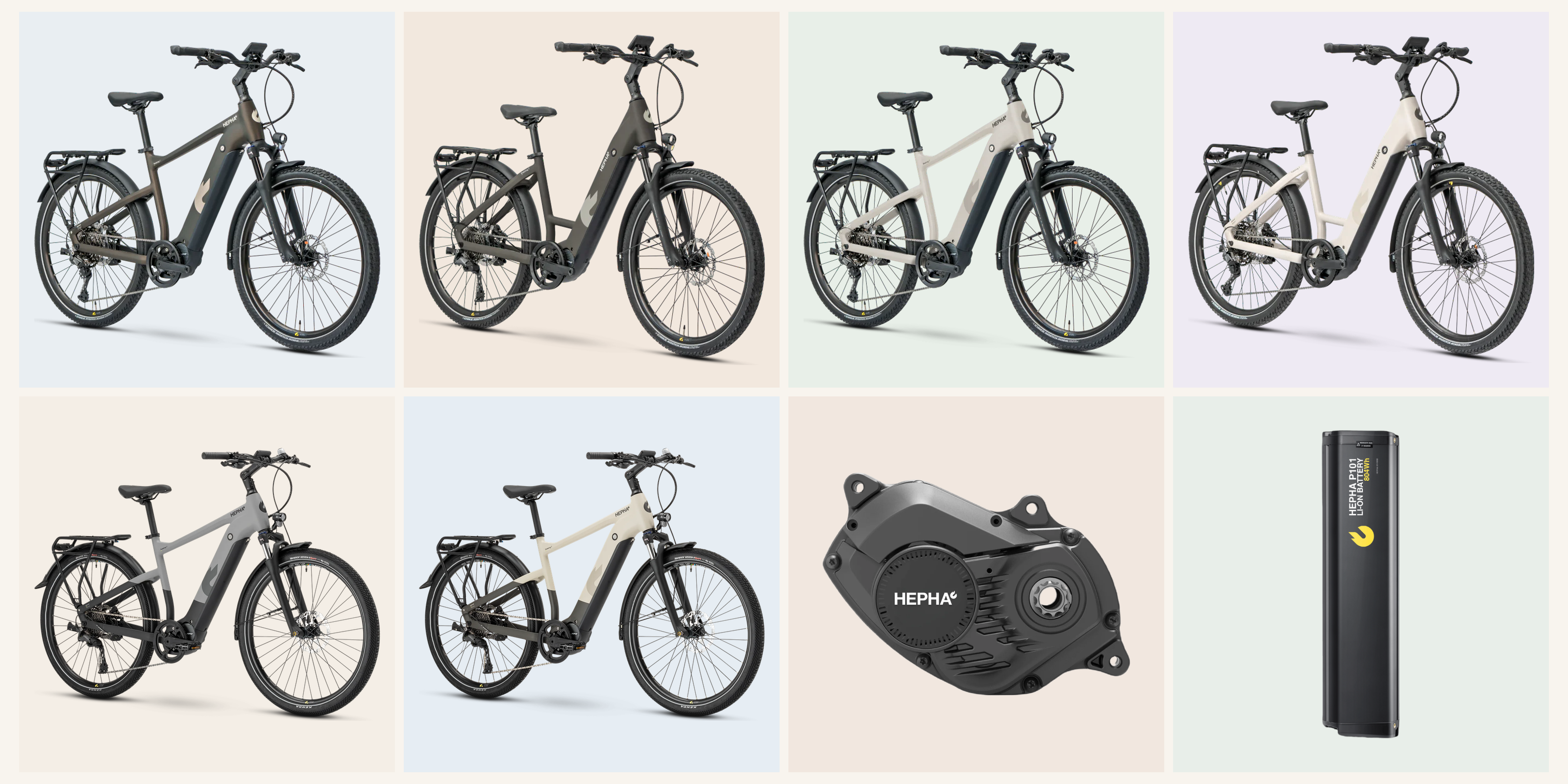 HEPHA Trekking 7 Ultra E-Trekkingbikes in mehreren Rahmenformen mit HEPHA Motor und Akku
