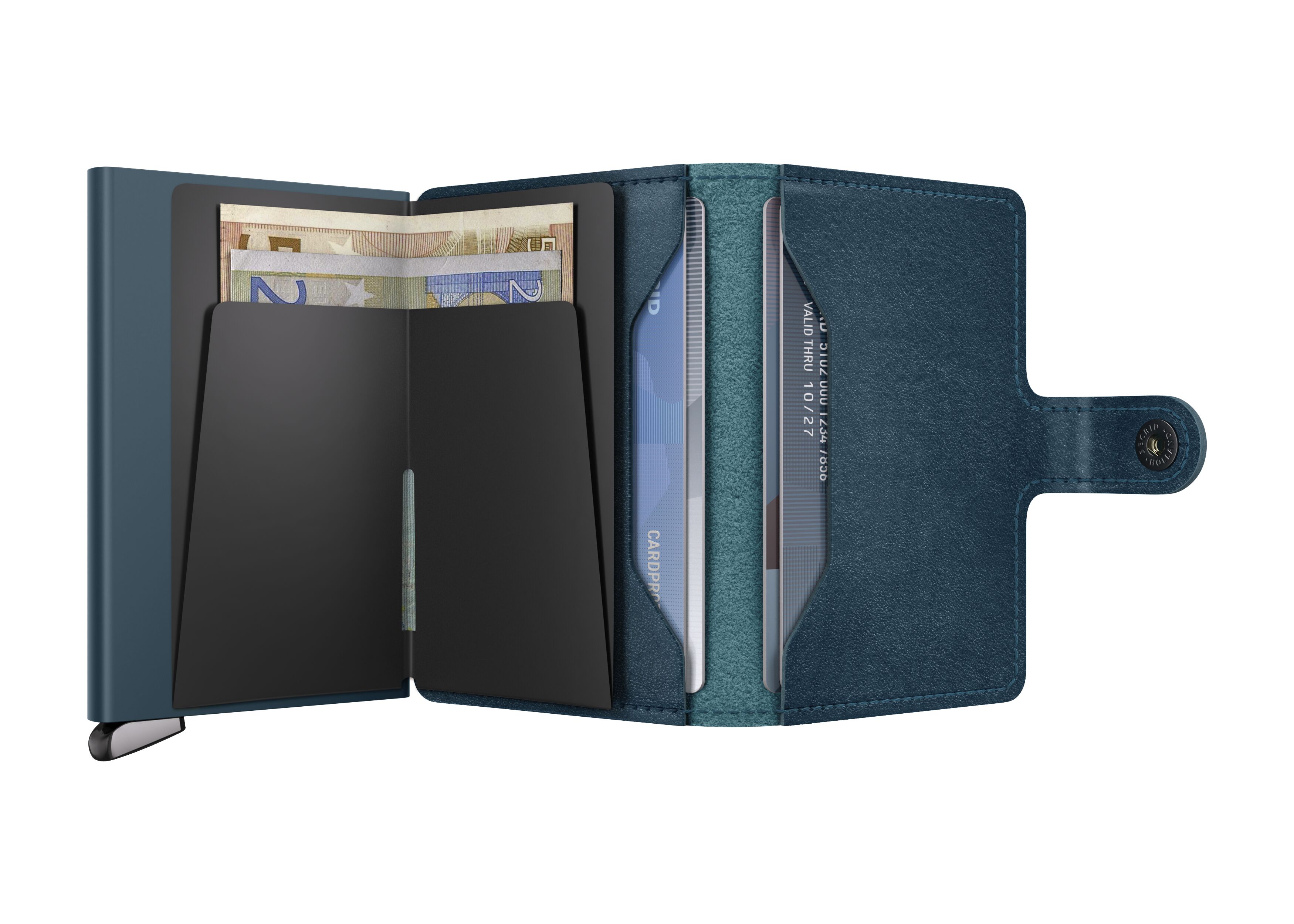 Secrid Miniwallet Basco Teal+ – geöffnet