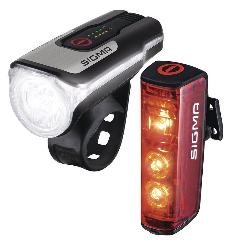 SIGMA LED Akkuleuchten Set Aura 80 USB + Blaze schwarz