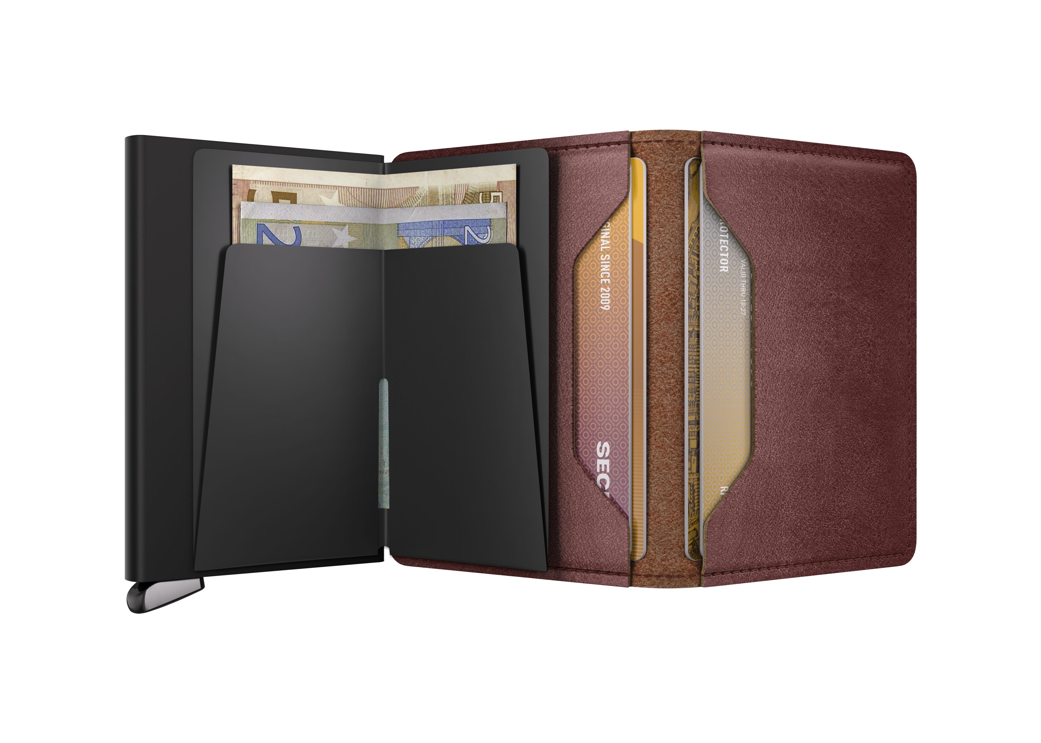 Secrid Slimwallet Basco Brown+ – geöffnet