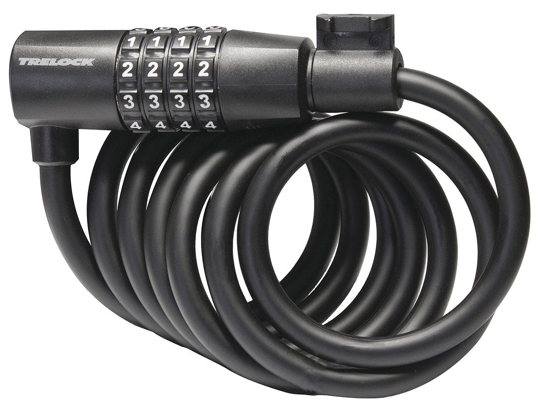 TRELOCK Zahlen-Spiralkabelschloss SK 108 Code 8 mm schwarz 180 cm