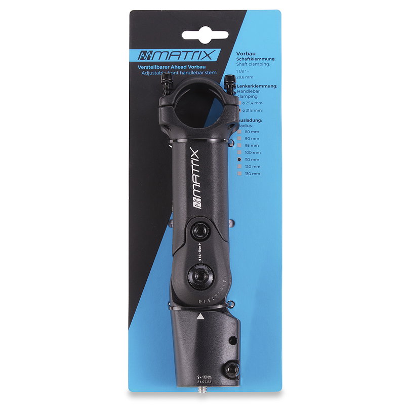 MATRIX Ahead-Vorbau UP-2 AHS Plus 110 mm schwarz-matt 31,8 mm 1 1/8" 0- +90°