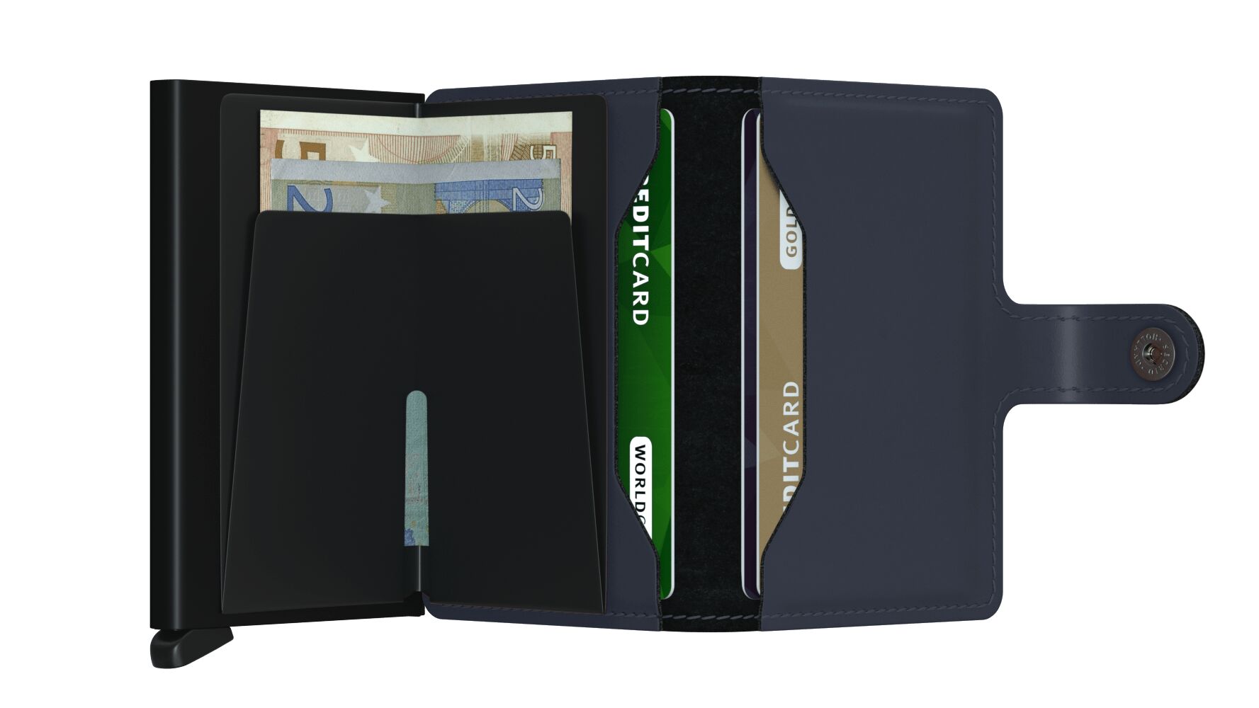 Secrid Miniwallet Matte Nightblue – geöffnet