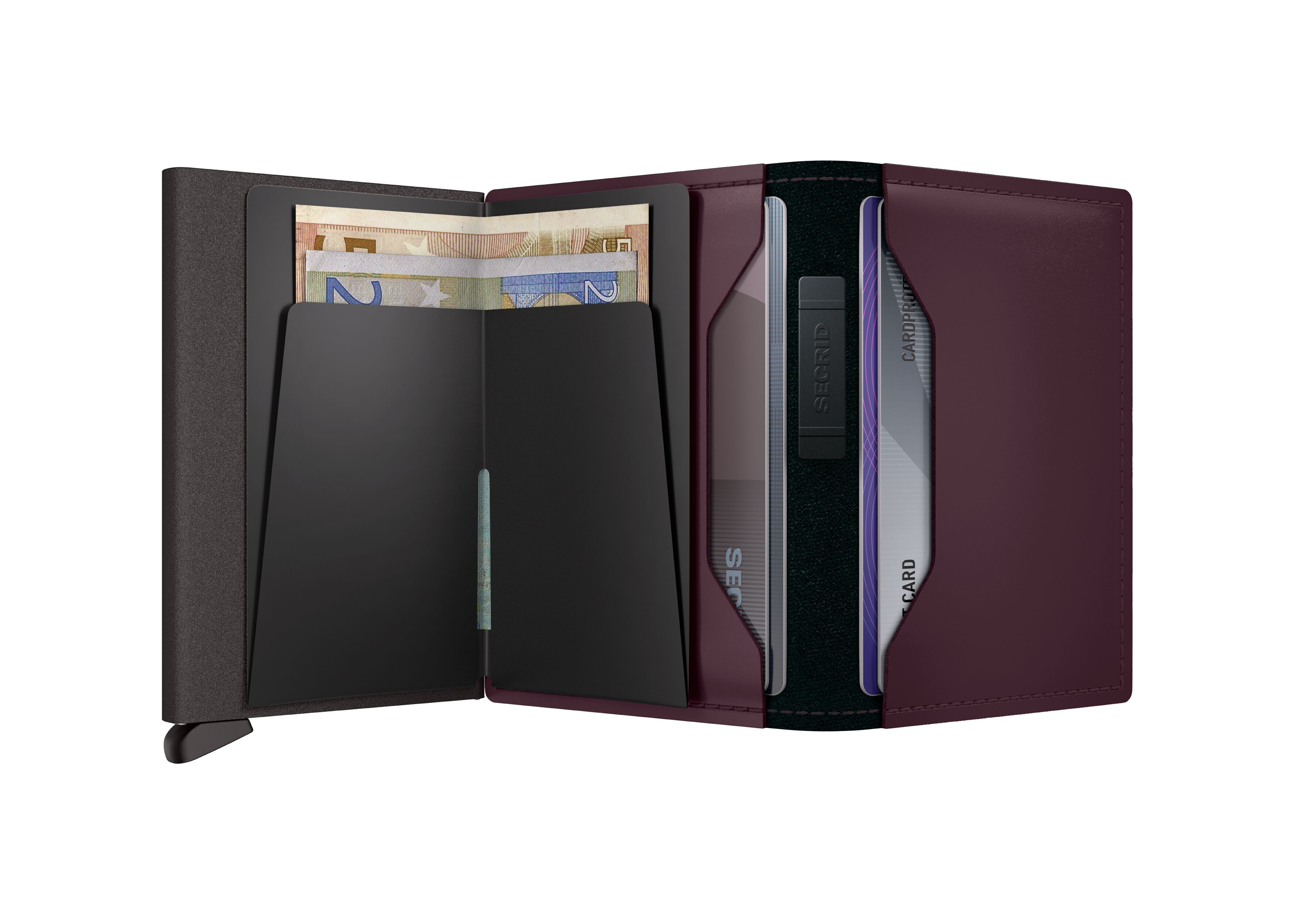 Secrid Bandwallet Matte Plum – geöffnet