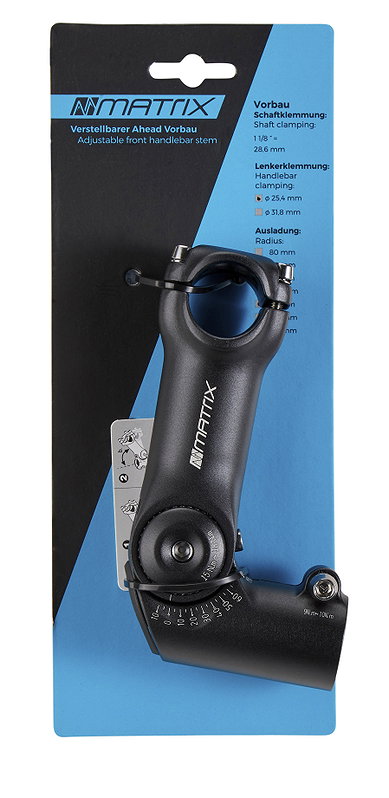 MATRIX Ahead-Vorbau ST20 Alu 110 mm schwarz-matt 25,4 mm 1 1/8" 0- +60°