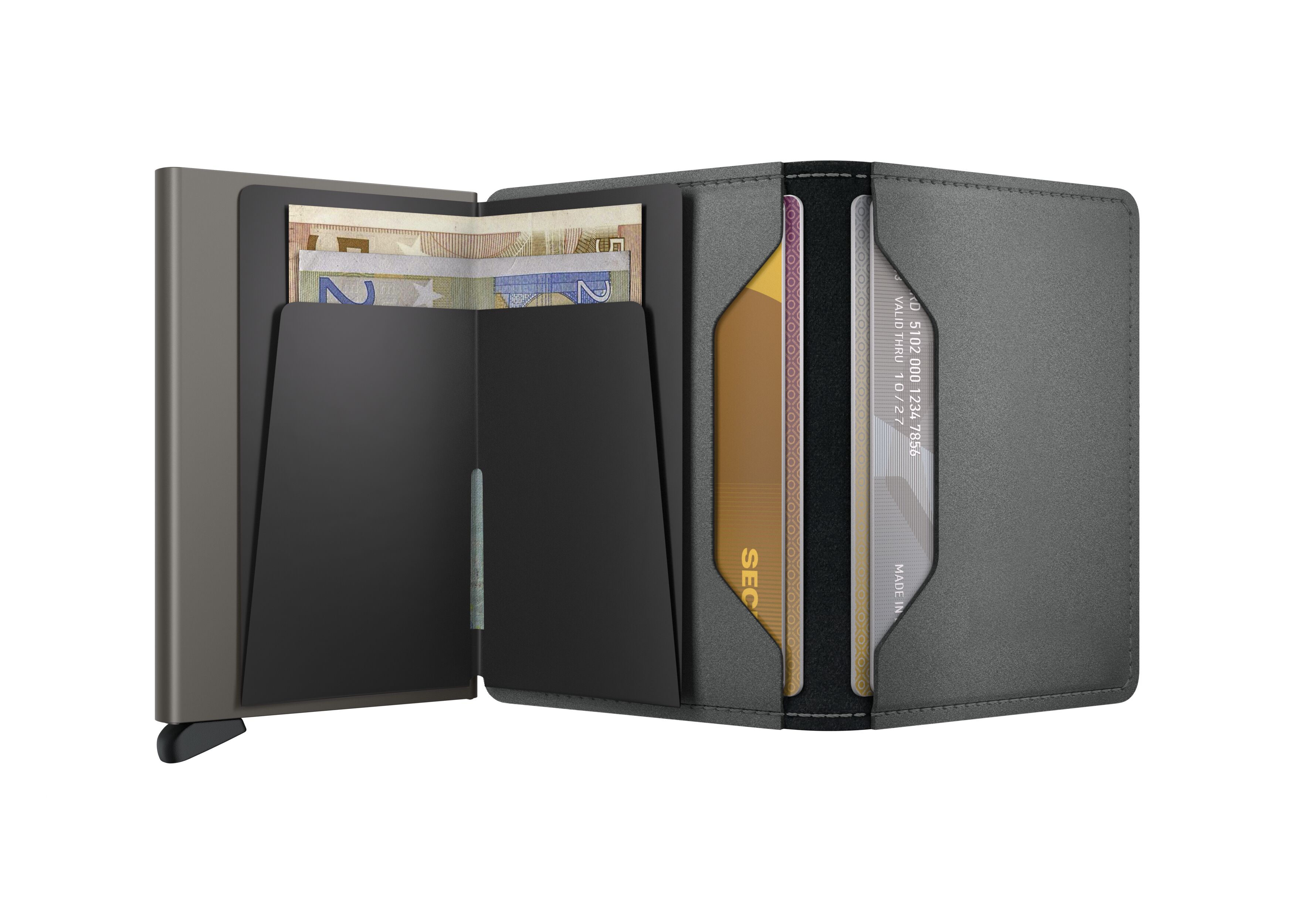 Secrid Slimwallet Matte Satin Steel – geöffnet